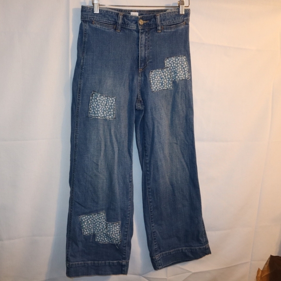 GAP High  Rise Patchwork Wide-Leg Jeans Size 26 - Picture 3 of 11